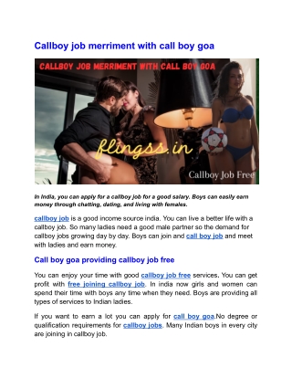 Callboy job merriment with call boy goa