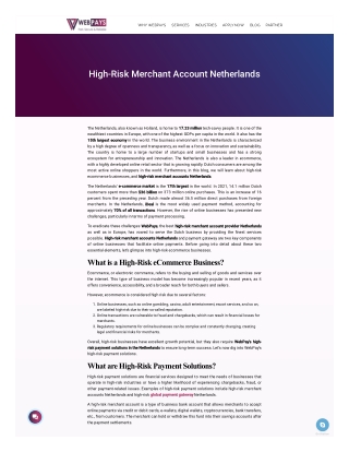 High-Risk Merchant Account Netherlands