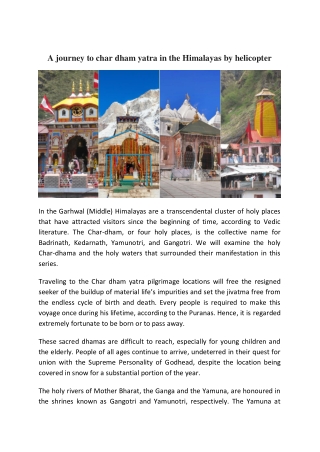 A journey to char dham yatra in the Himalayas by helicopter