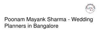 Poonam Mayank Sharma - Wedding Planner