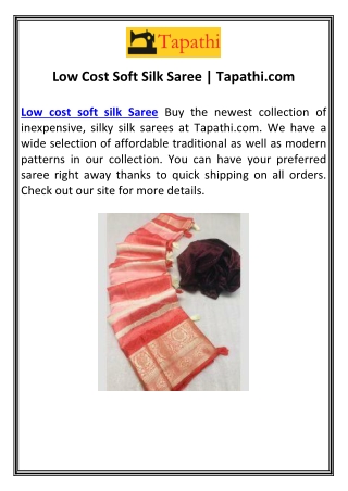 Low Cost Soft Silk Saree | Tapathi.com