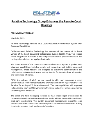 Palatine Technology Group Enhances the Remote Court Hearings