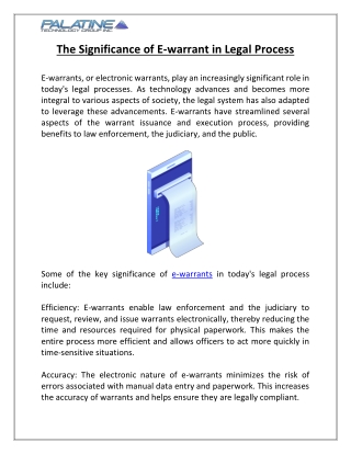 The Significance of E-warrant in Legal Process