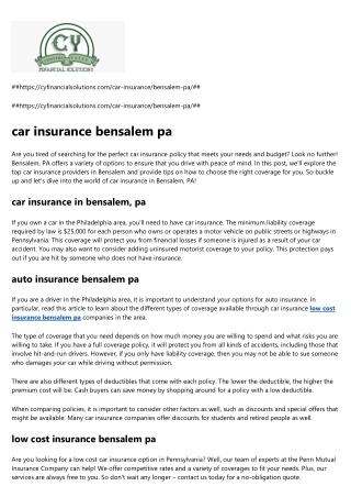 low cost insurance bensalem pa