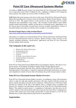 Point Of Care Ultrasound Systems Market