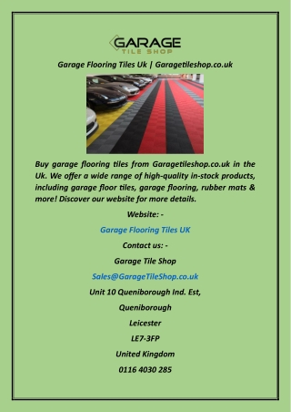 Garage Flooring Tiles Uk  Garagetileshop.co.uk