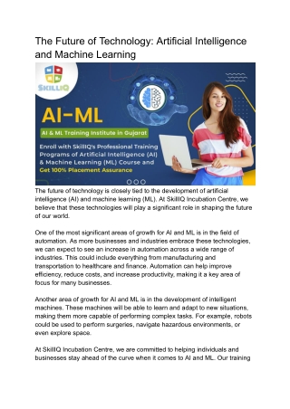 AI & ML Training Institute in Gujarat | SkillIQ