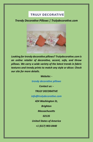 Trendy Decorative Pillows  Trulydecorative