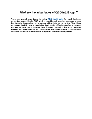 What are the advantages of QBO intuit login?