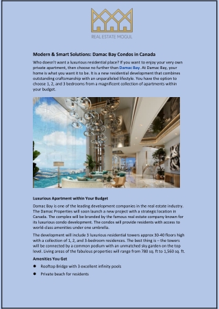 Modern & Smart Solutions: Damac Bay Condos in Canada