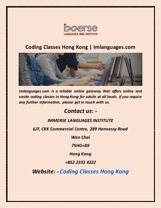 Coding Classes Hong Kong Imlanguages com