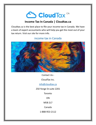 Income Tax In Canada | Cloudtax.ca