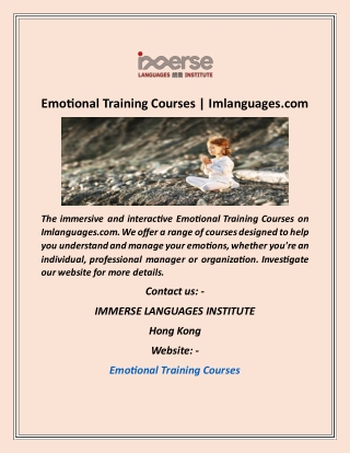 Emotional Training Courses  Imlanguages com