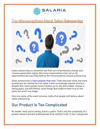 Top Misconceptions About Sales Outsourcing