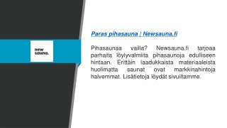 Paras pihasauna