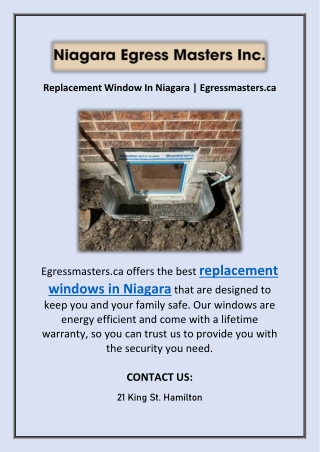 Replacement Window In Niagara