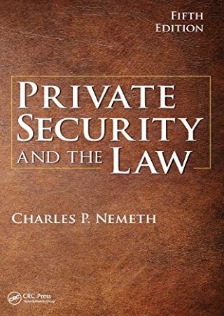 DOWNLOAD/PDF  Private Security and the Law