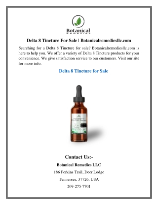 Delta 8 Tincture For Sale | Botanicalremediesllc.com