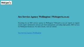 Seo Service Agency Wellington  Webxperts.co.nz