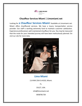 Chauffeur Services Miami | Limomiami.net