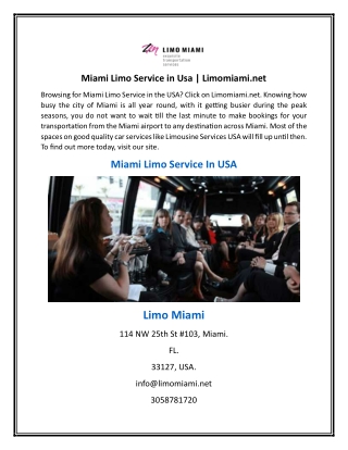 Miami Limo Service in Usa | Limomiami.net