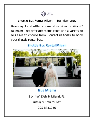 Shuttle Bus Rental Miami | Busmiami.net