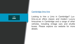 Cambridge Limo Hire  Lux-limo.co.uk