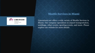 Shuttle Services in Miami Limomiami.net