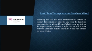 Best Limo Transportation Services Miami  Limomiami.net