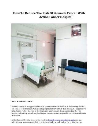 How To Reduce The Risk Of Stomach Cancer  With Action Cancer Hospital