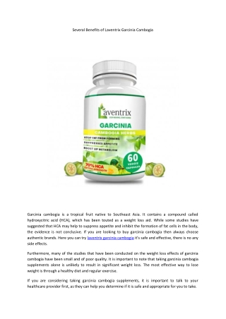 Several Benefits of Laventrix Garcinia Cambogia