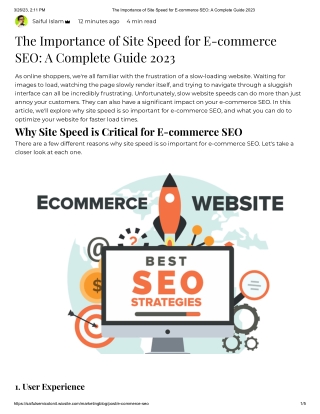 The Importance of Site Speed for E-commerce SEO_ A Complete Guide 2023