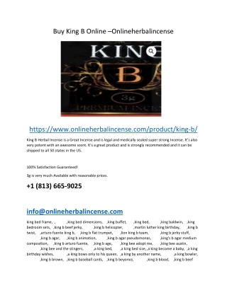 Buy King B Online