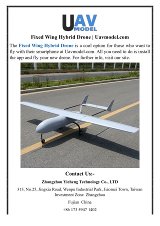 Fixed Wing Hybrid Drone | Uavmodel.com