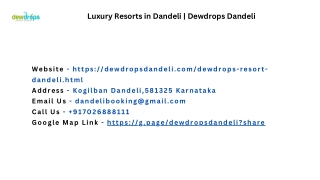 Luxury Resorts in Dandeli | Dewdrops Dandeli