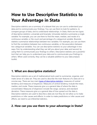 1. How to Use Descriptive Statistics to Your Advantage in Stata