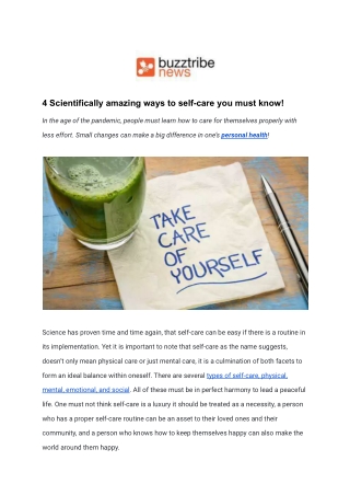 4 Scientifically amazing ways to self-care you must know