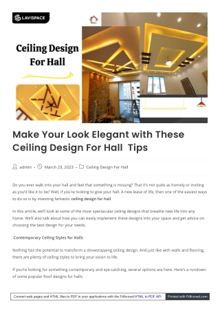 "Stylish Ceiling Designs for Your Hall"