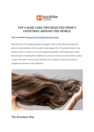 TOP 4 HAIR CARE TIPS SELECTED FROM 5 COUNTRIES AROUND THE WORLD