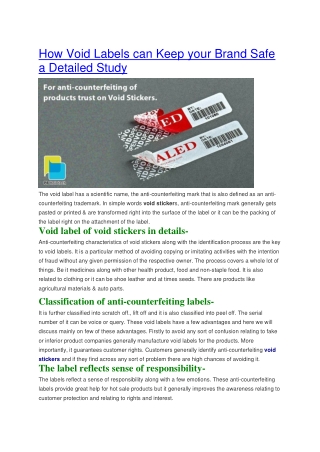 How Void Labels can Keep your Brand Safe a Detailed Study