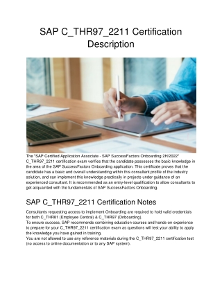 SAP C_THR97_2211 Certification Description