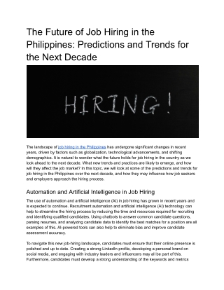 The Future of Job Hiring in the Philippines_ Predictions and Trends for the Next Decade