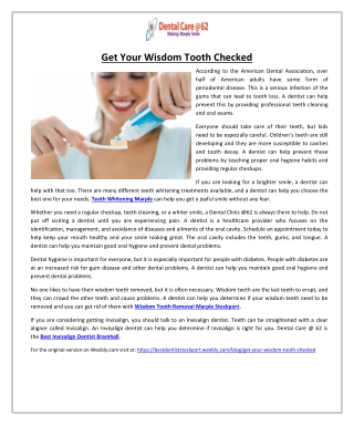 Get Your Wisdom Tooth Checked