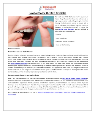 How to Choose the Best Dentists?