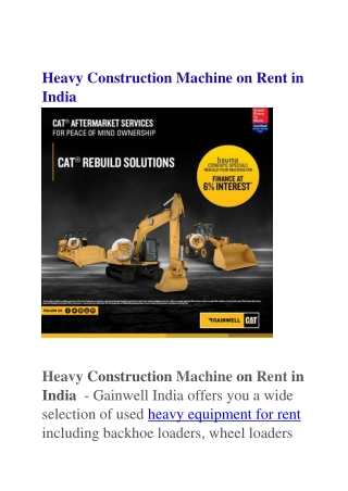 heavy equipment for rent