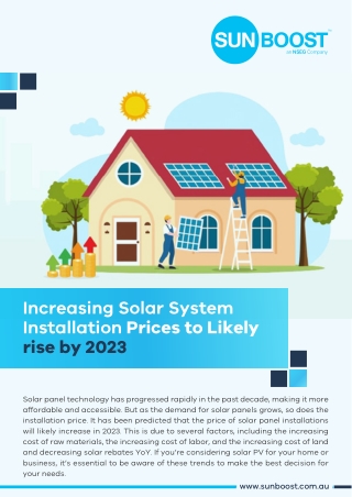 Increasing Solar System Installation – Prices to Likely rise by 2023