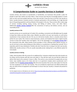 A Comprehensive Guide to Laundry Services in Scotland