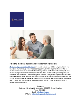 medical negligence solicitors blackburn