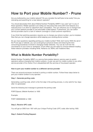 How to Port your Mobile Number