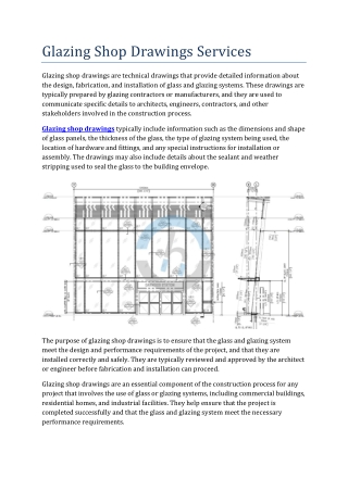 Glazing Shop Drawings Services